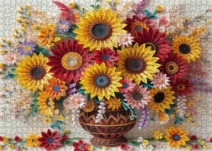 Sunflower Quilling Art Jigsaw Puzzle