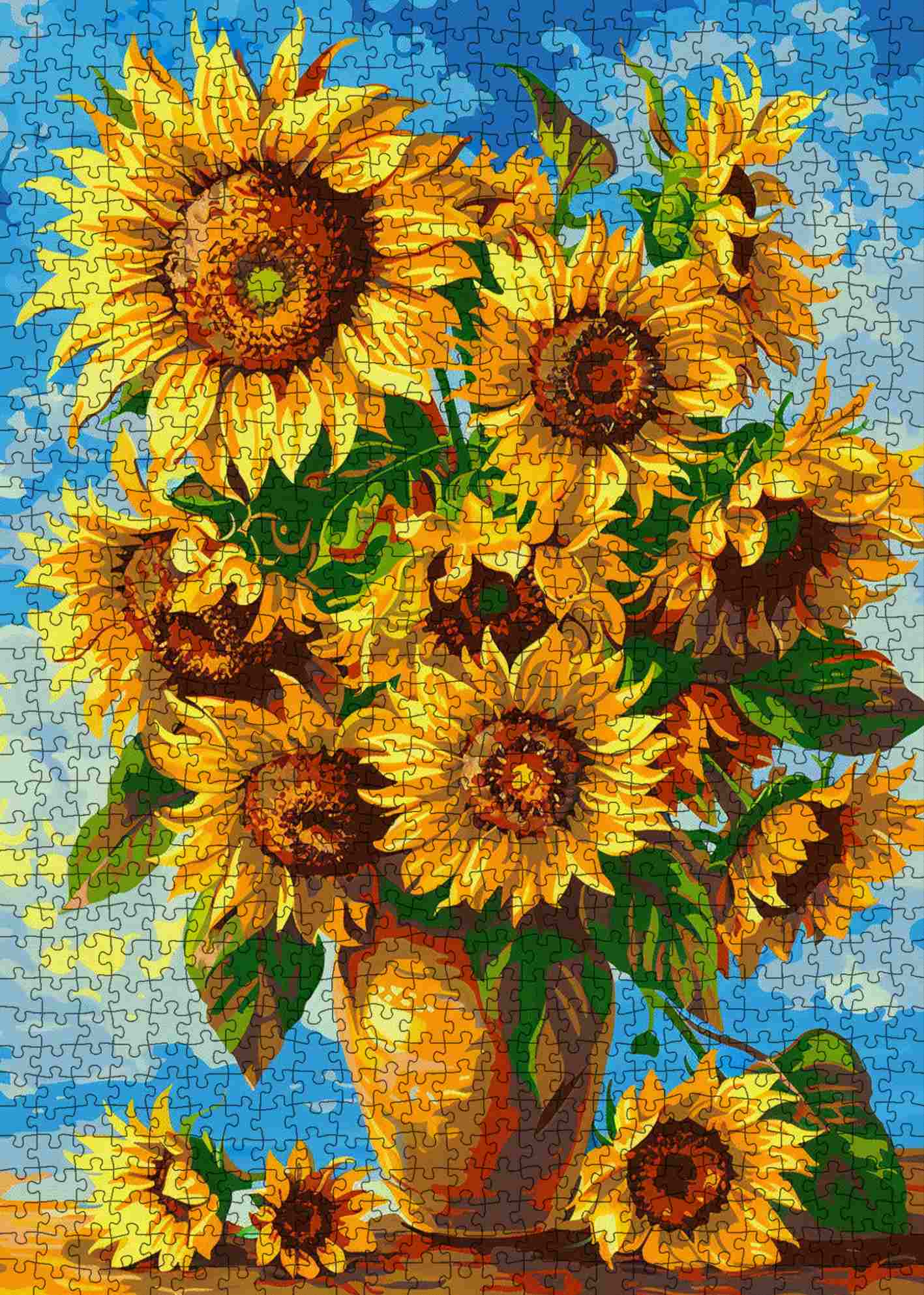 Sunflowers in Golden Vase Jigsaw Puzzle