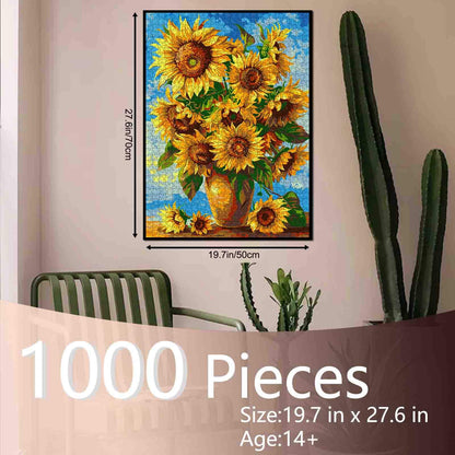Sunflowers in Golden Vase Jigsaw Puzzle