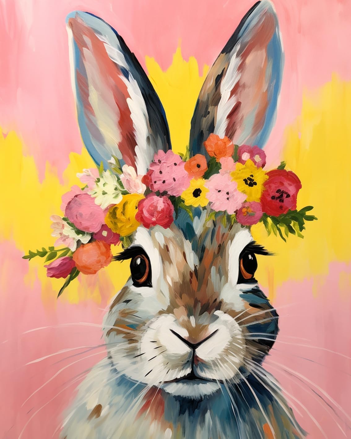 Rabbit Flower Crown Painting by Numbers