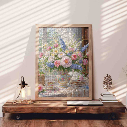 Sunlit Floral Teacup Arrangement Jigsaw Puzzle