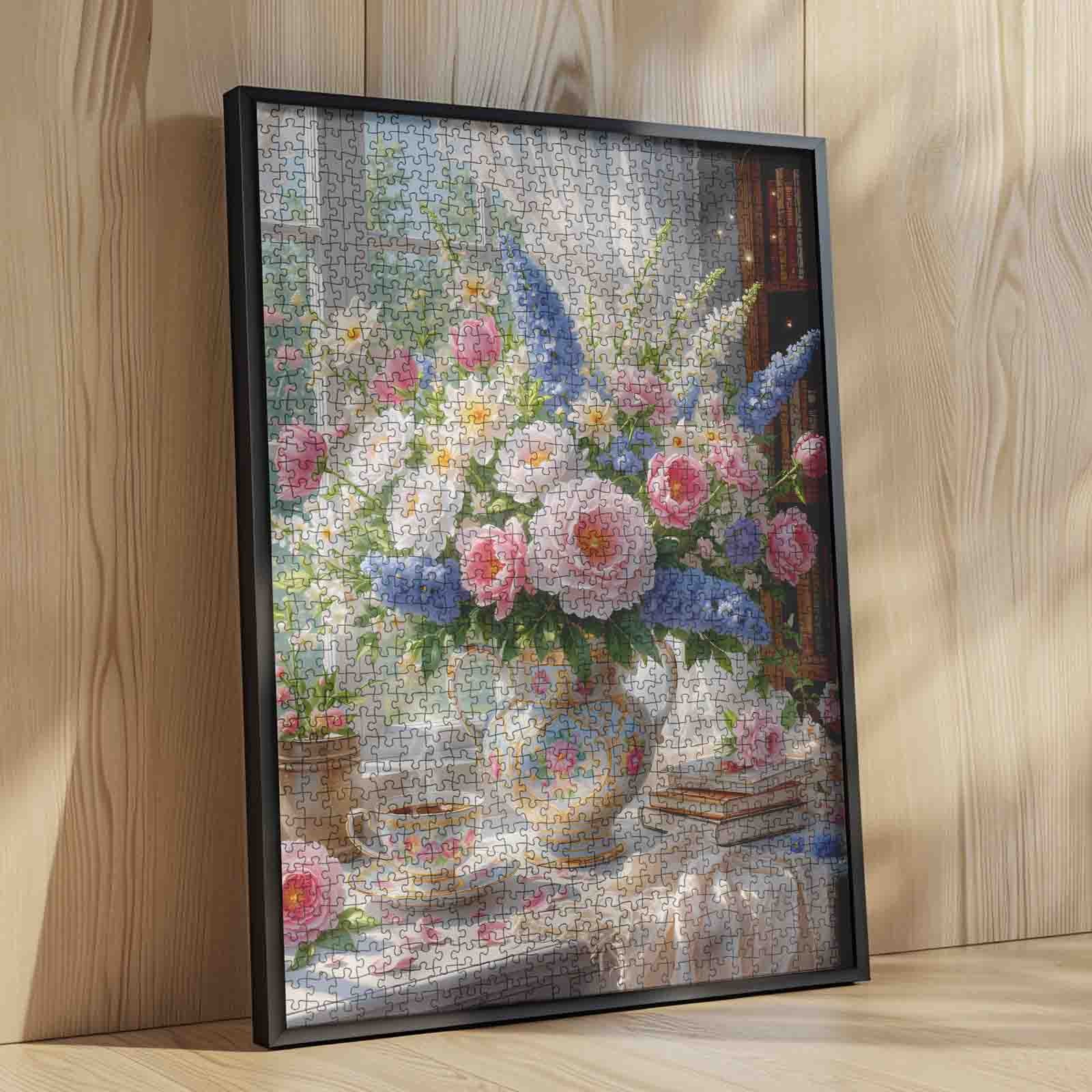 Sunlit Floral Teacup Arrangement Jigsaw Puzzle