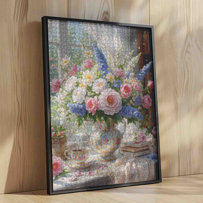 Sunlit Floral Teacup Arrangement Jigsaw Puzzle