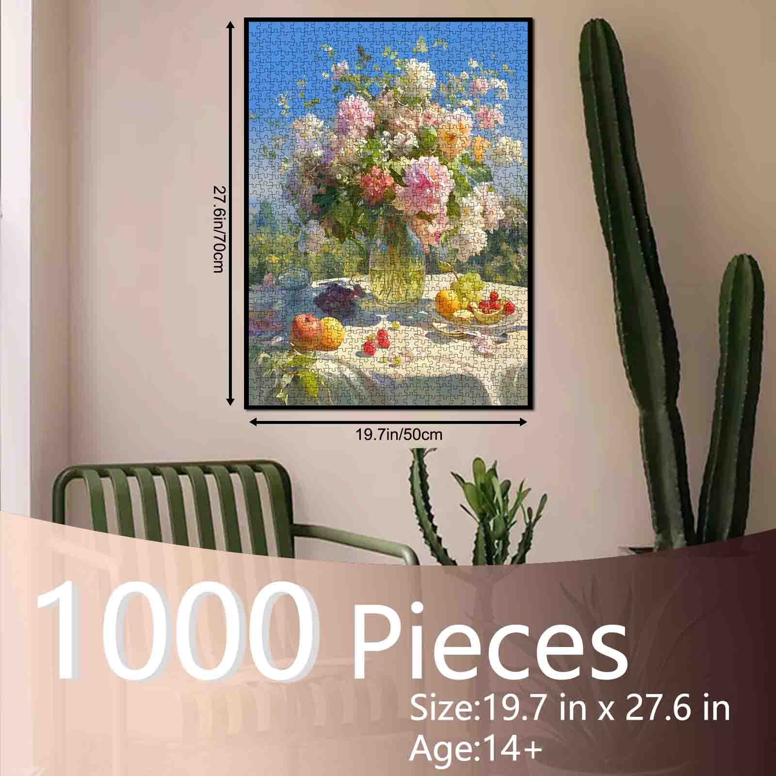 Sunlit Garden Floral Vase Still Life Jigsaw Puzzle