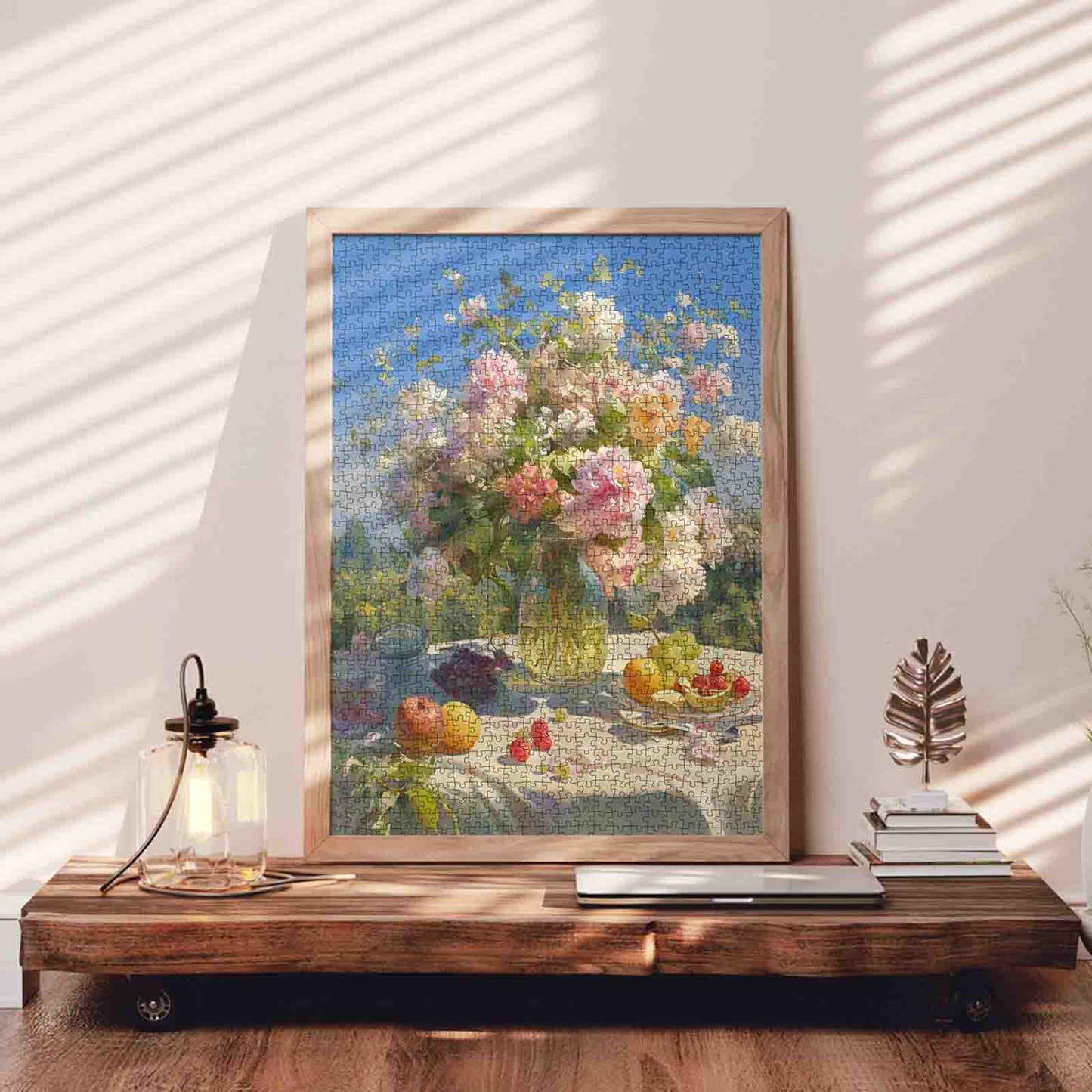 Sunlit Garden Floral Vase Still Life Jigsaw Puzzle