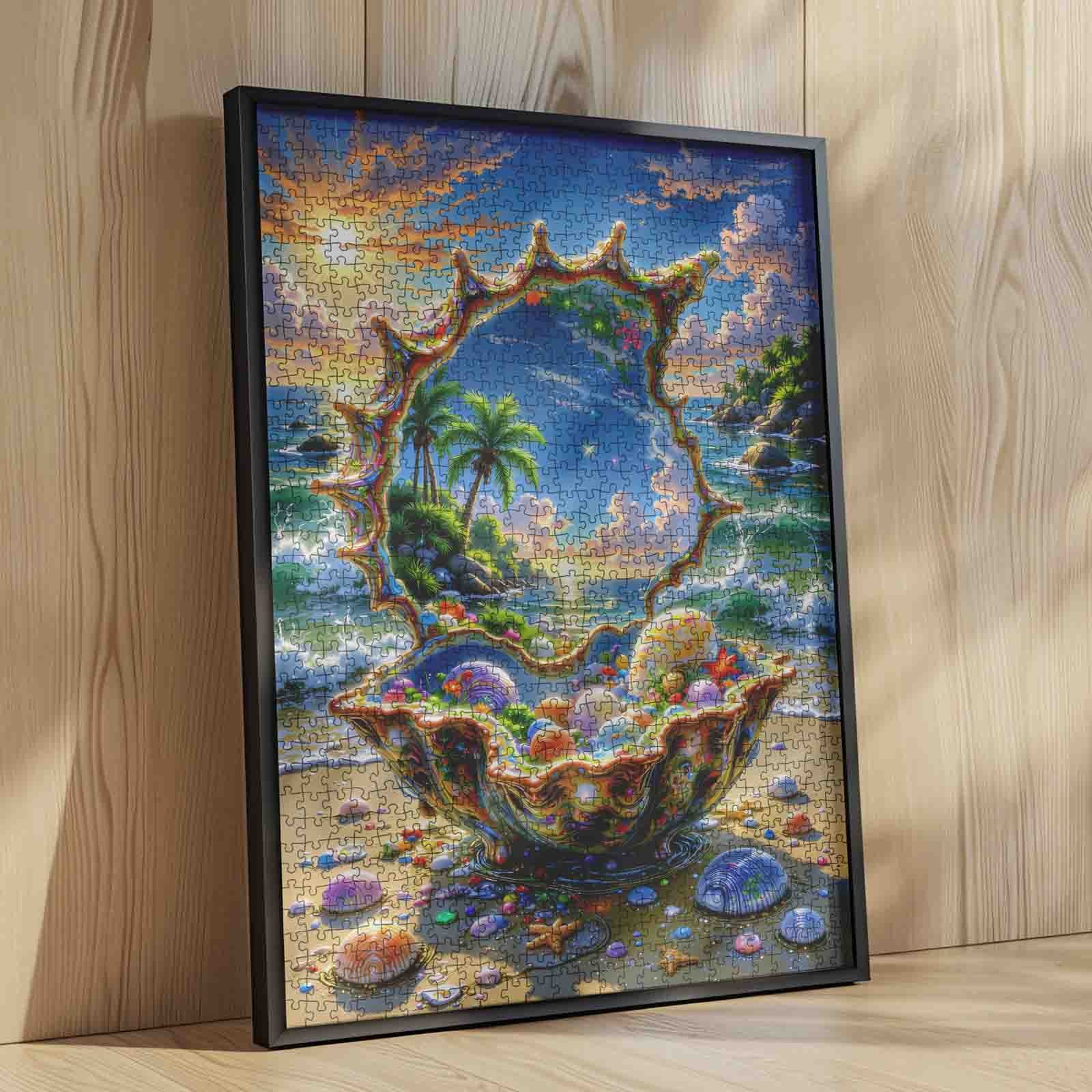 Sunlit Tropical Cove in Giant Seashell Jigsaw Puzzle