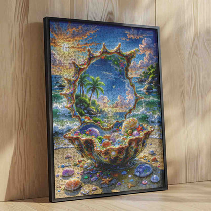 Sunlit Tropical Cove in Giant Seashell Jigsaw Puzzle