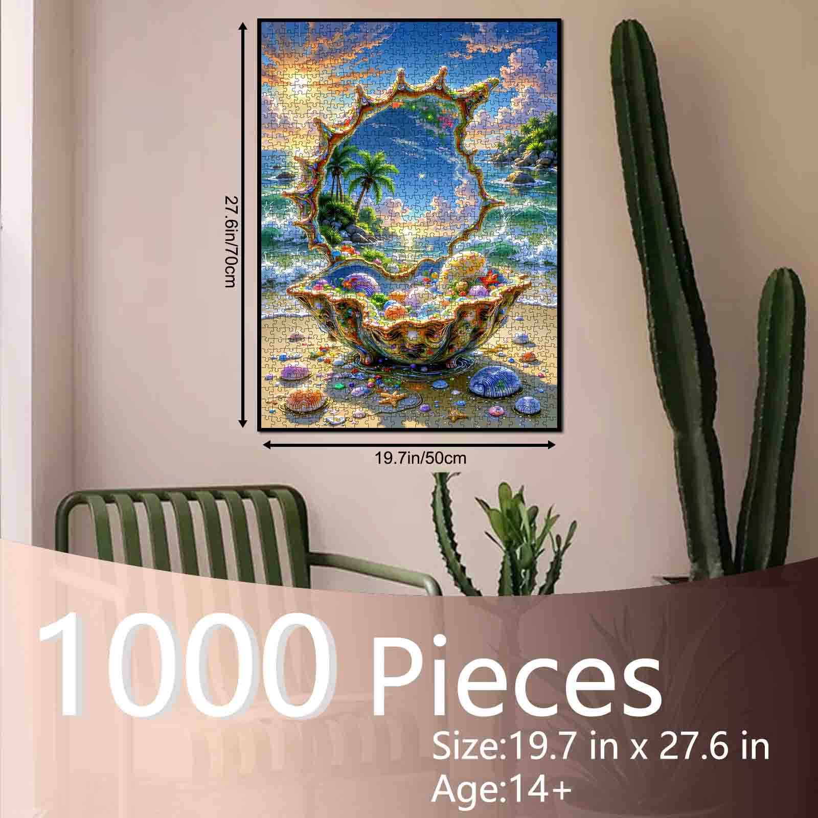 Sunlit Tropical Cove in Giant Seashell Jigsaw Puzzle