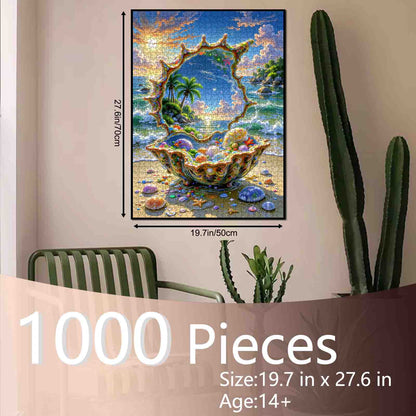 Sunlit Tropical Cove in Giant Seashell Jigsaw Puzzle