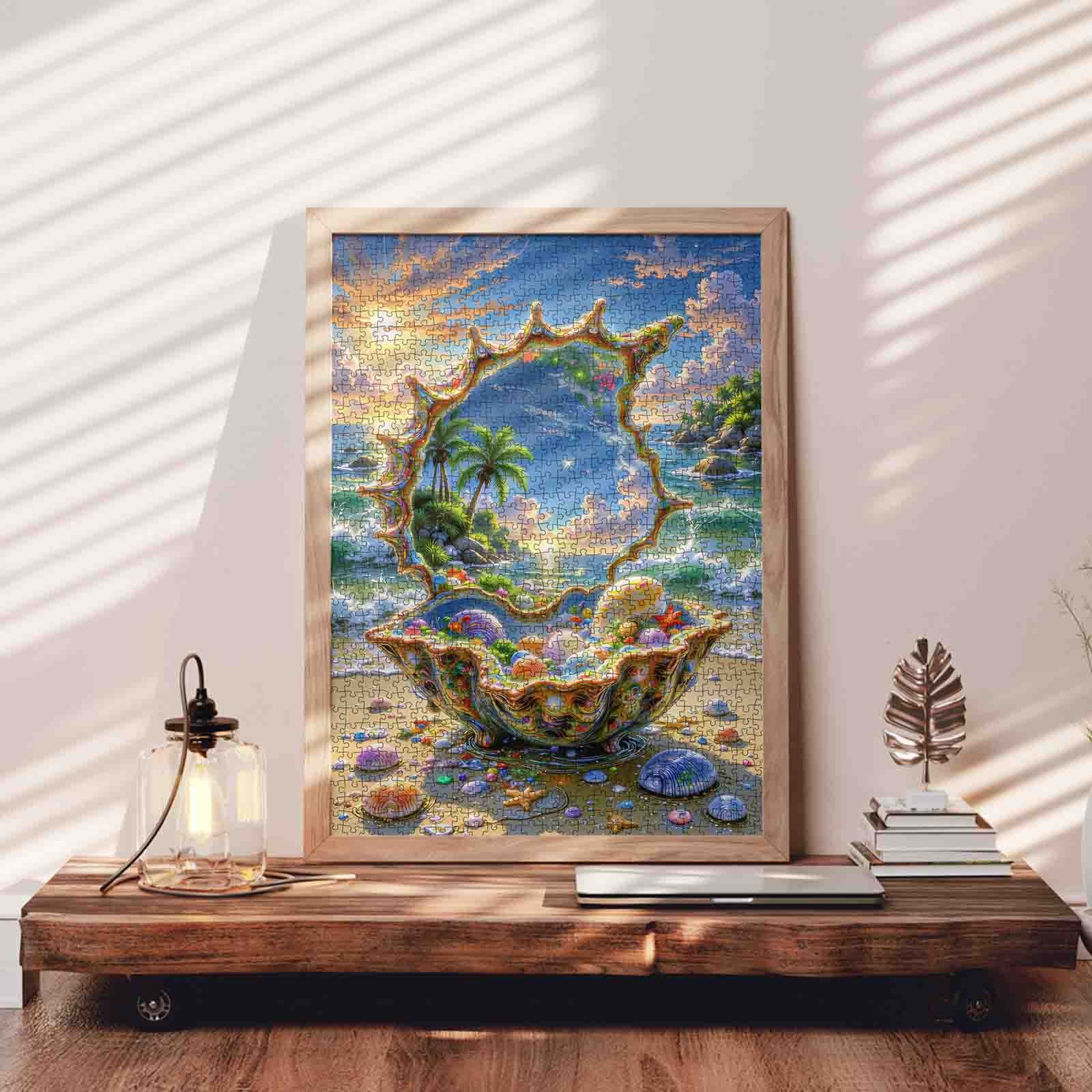 Sunlit Tropical Cove in Giant Seashell Jigsaw Puzzle