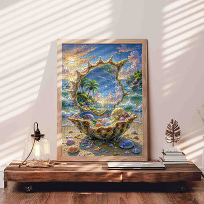 Sunlit Tropical Cove in Giant Seashell Jigsaw Puzzle