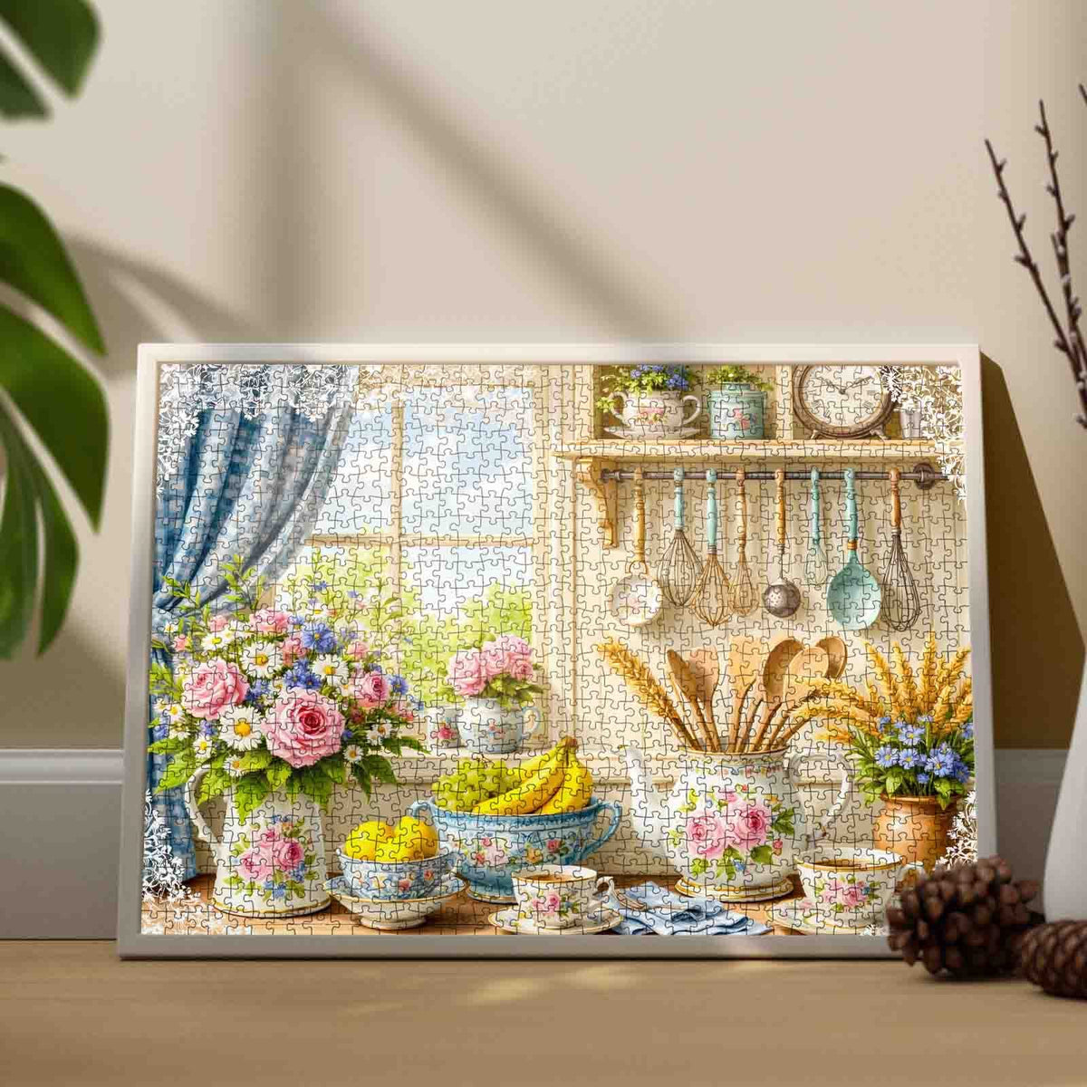 Sunny Cottage Kitchen Flowers Jigsaw Puzzle