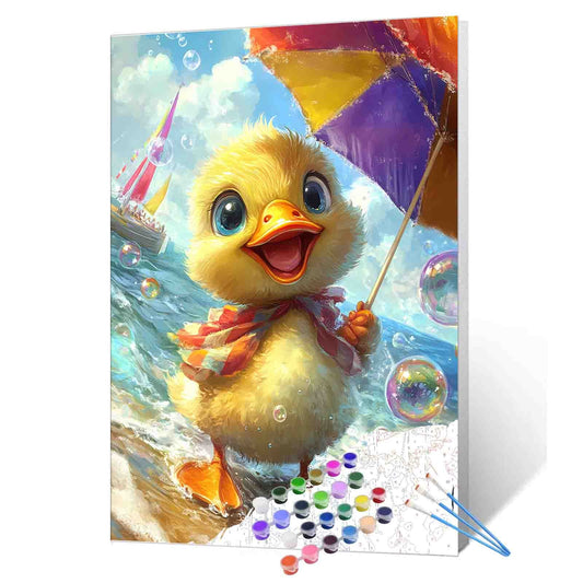 Sunny Duckling at Seaside Paint by Numbers