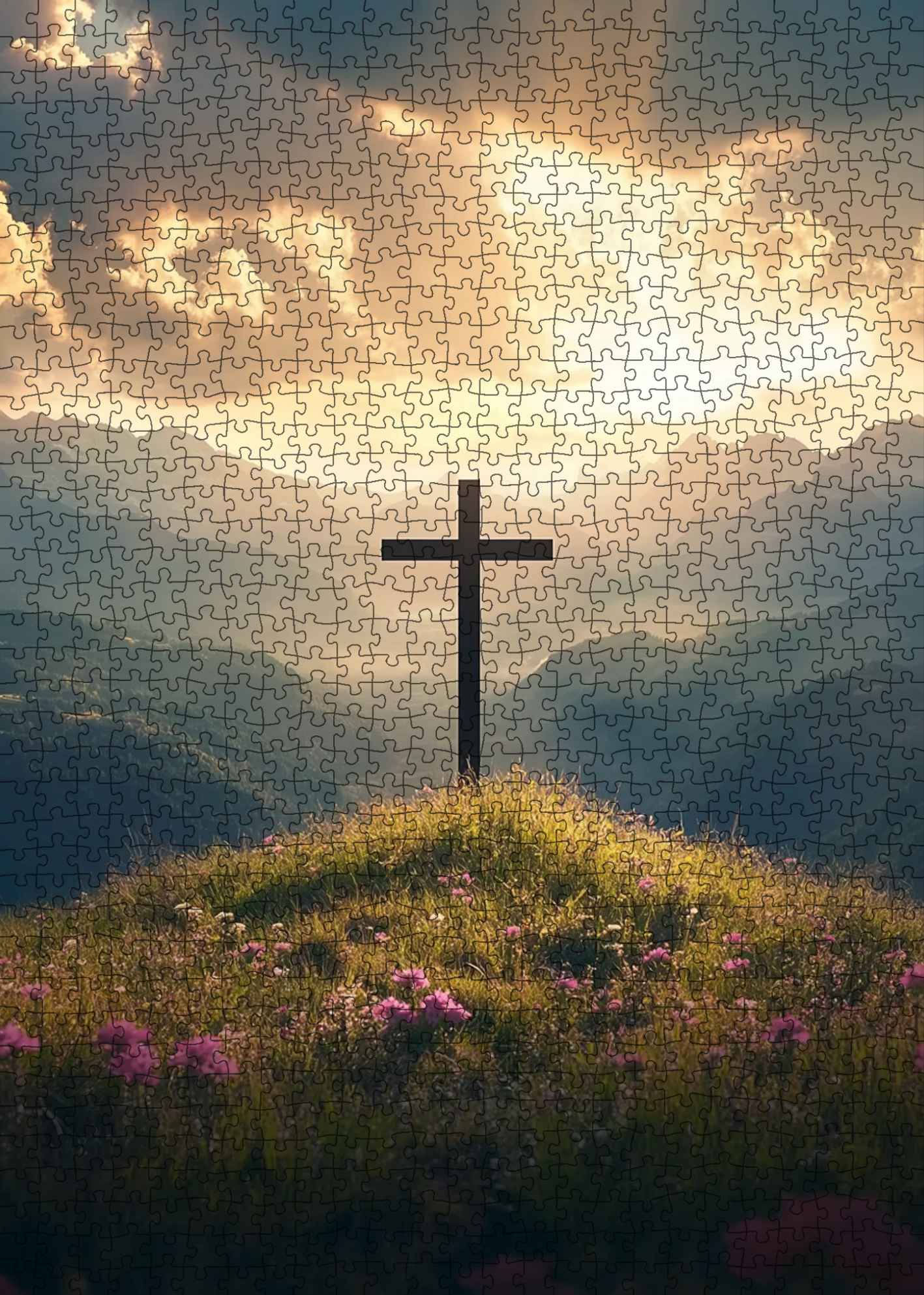 Sunset Cross Hill Jigsaw Puzzle