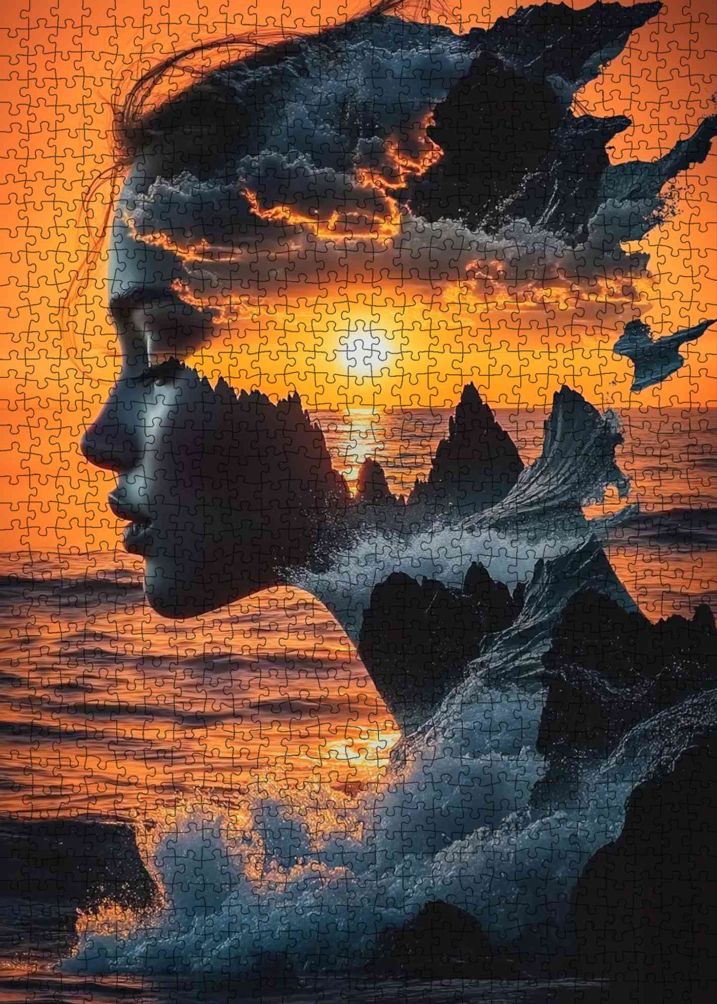 Sunset Dreamscape Woman Jigsaw Puzzle