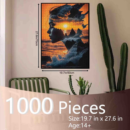 Sunset Dreamscape Woman Jigsaw Puzzle