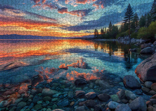 Sunset Lake Reflection Jigsaw Puzzle