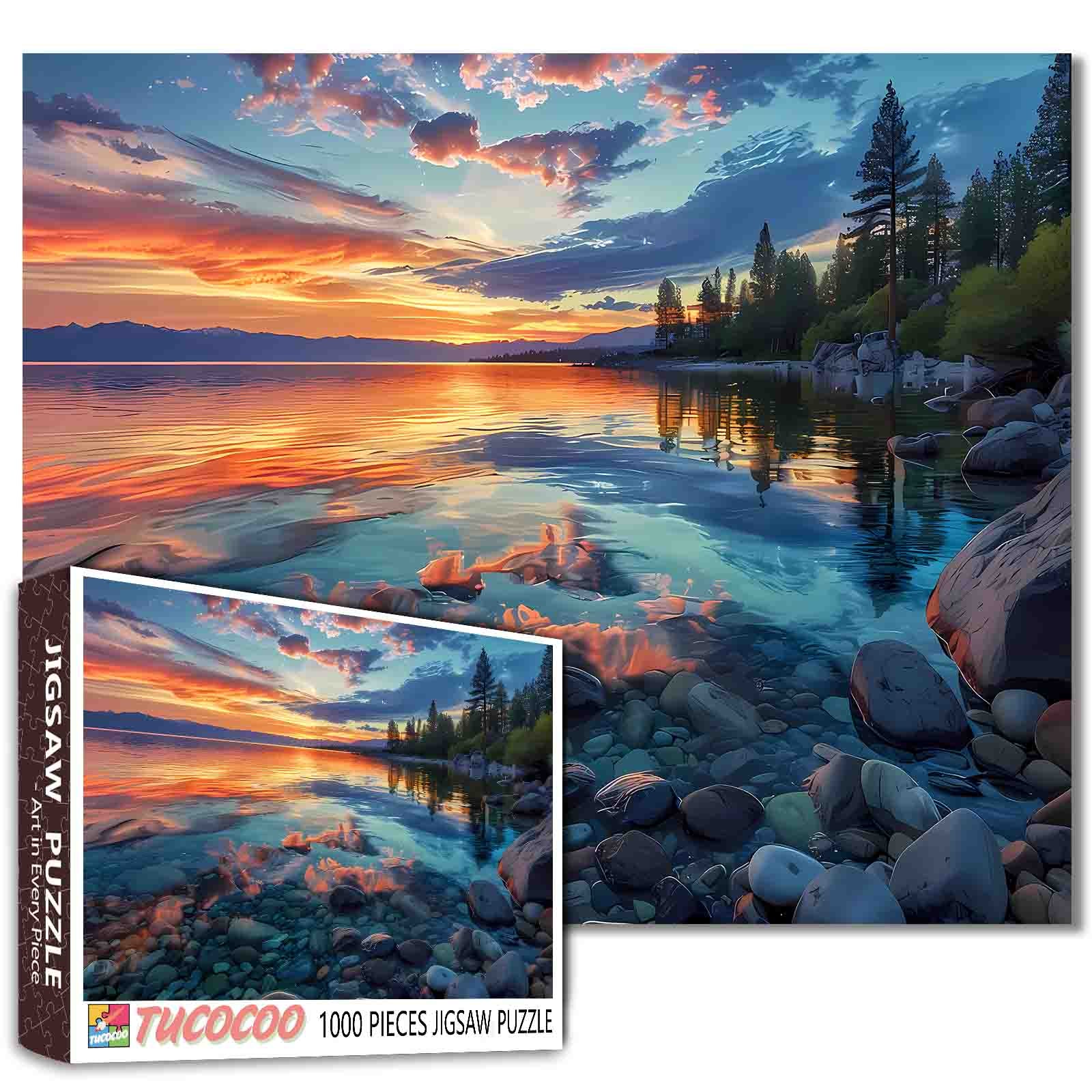 Sunset Lake Reflection Jigsaw Puzzle