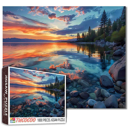 Sunset Lake Reflection Jigsaw Puzzle