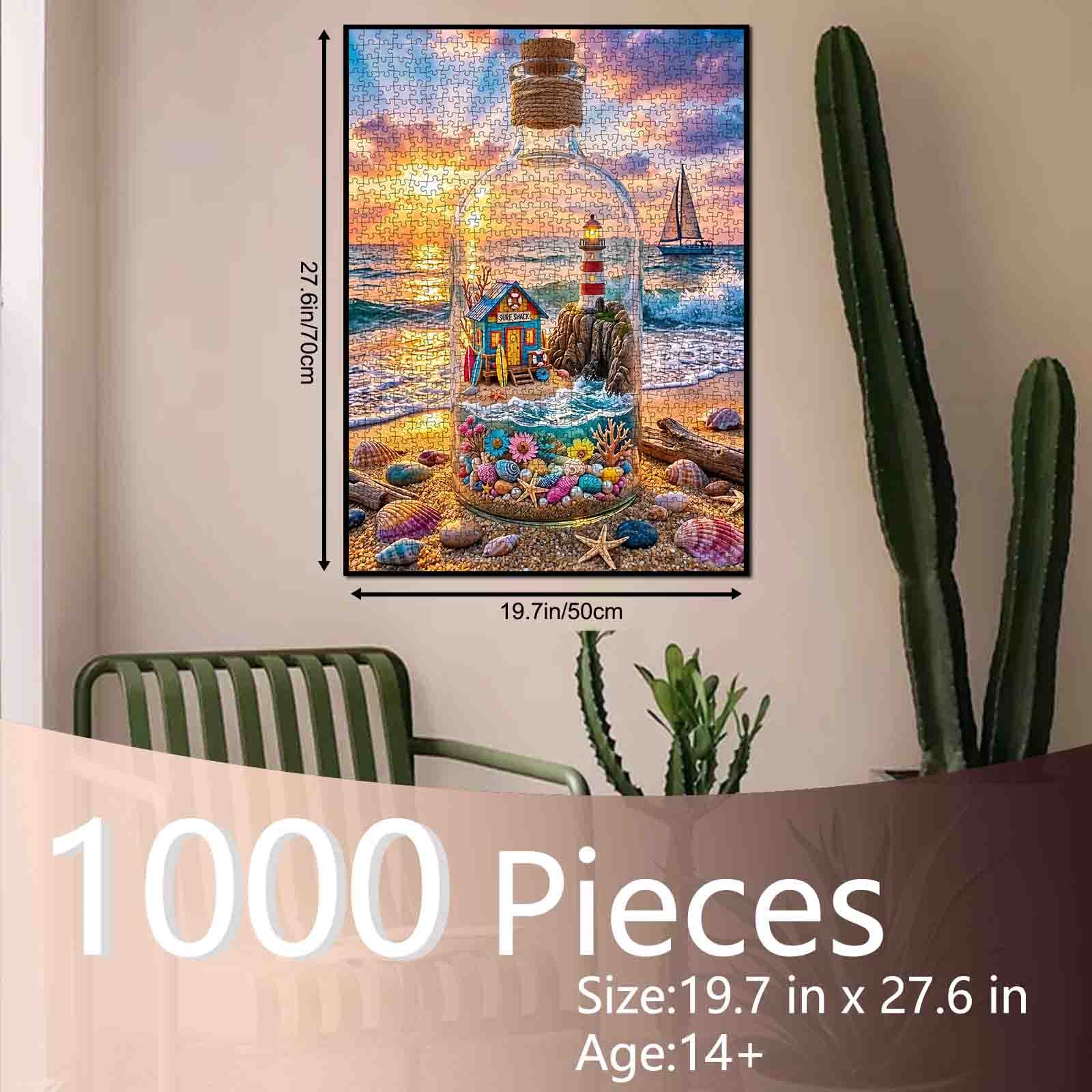 Sunset Lighthouse Bottle World Jigsaw Puzzle