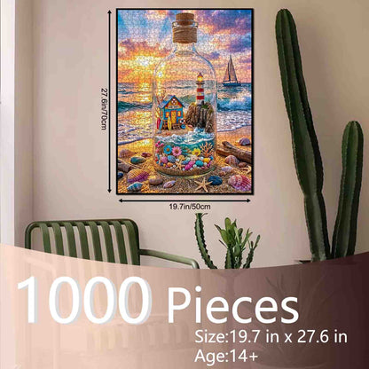 Sunset Lighthouse Bottle World Jigsaw Puzzle