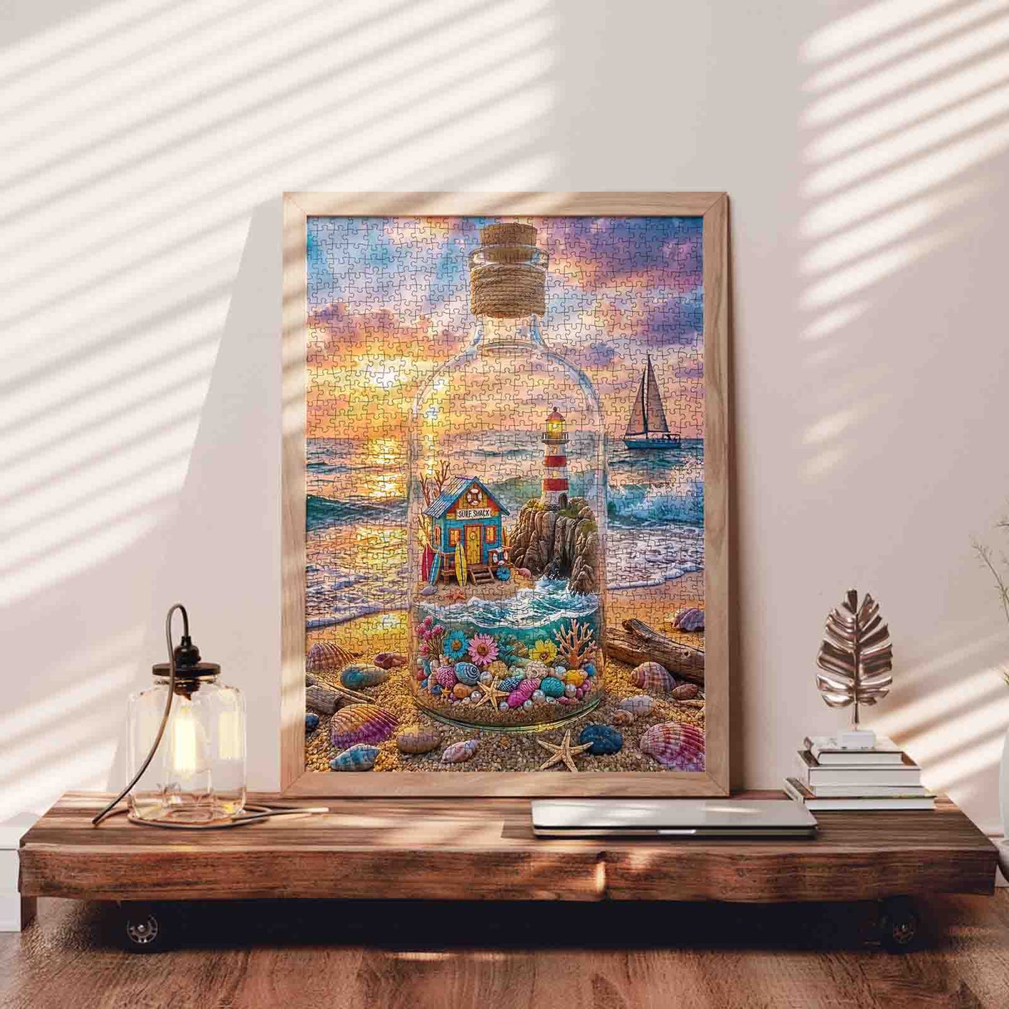 Sunset Lighthouse Bottle World Jigsaw Puzzle