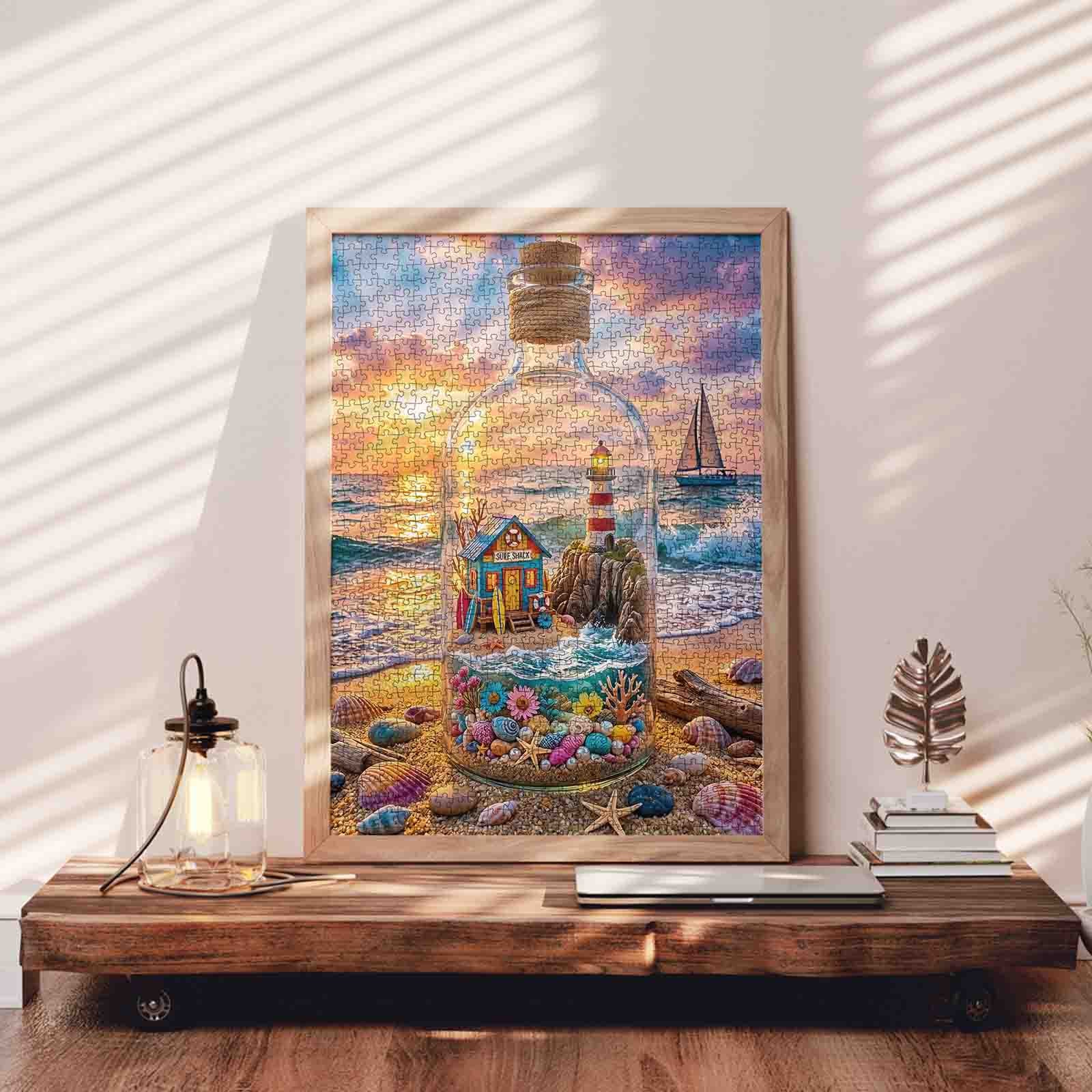 Sunset Lighthouse Bottle World Jigsaw Puzzle