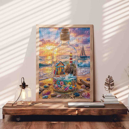 Sunset Lighthouse Bottle World Jigsaw Puzzle