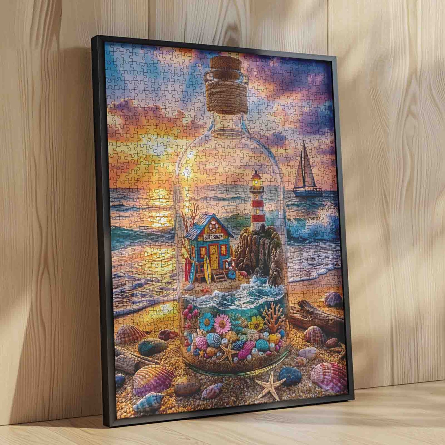 Sunset Lighthouse Bottle World Jigsaw Puzzle
