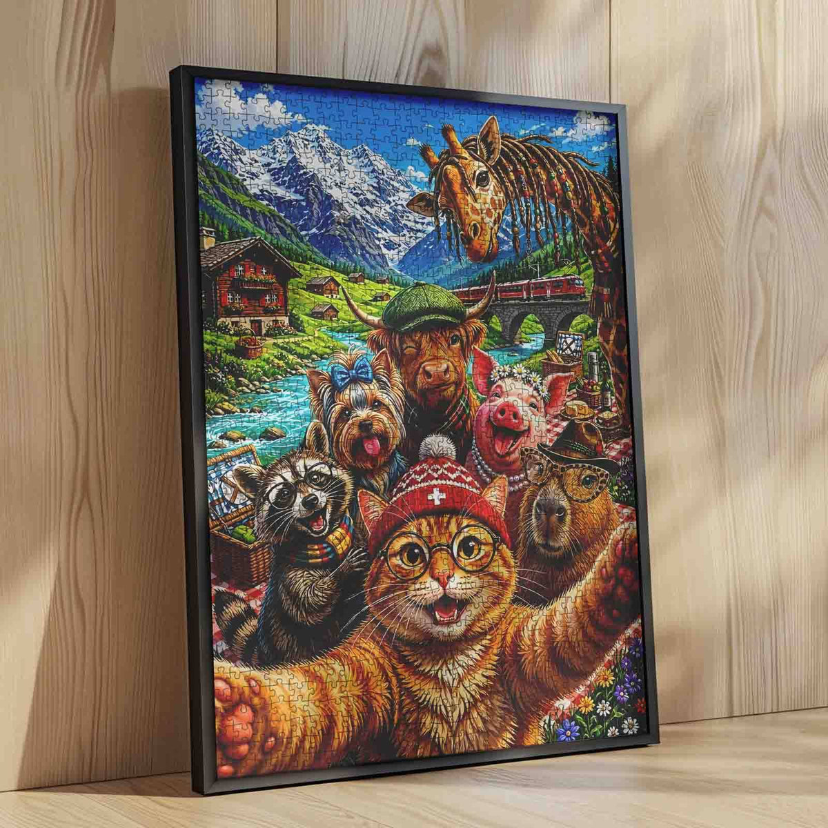 Swiss Alps Animal Selfie Jigsaw Puzzle