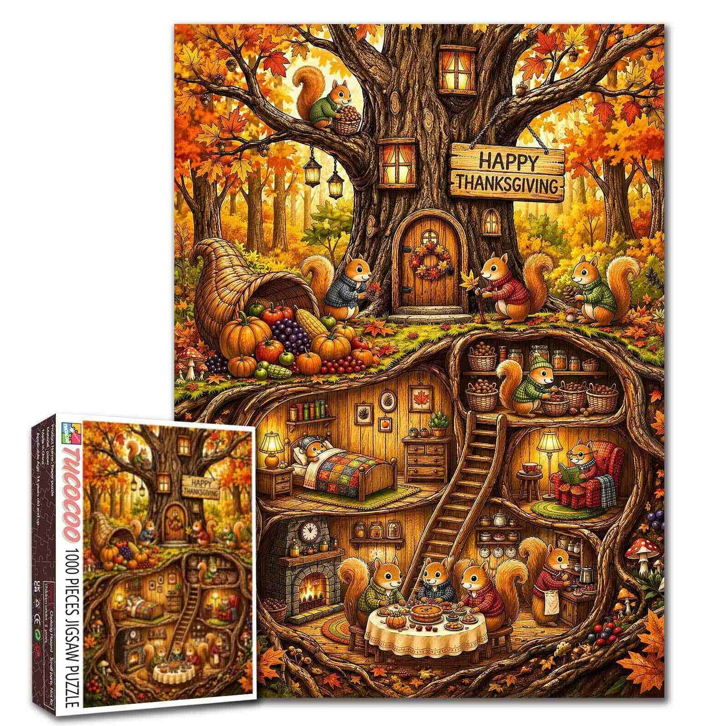 Thanksgiving Squirrel Treehouse Jigsaw Puzzle