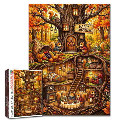 Thanksgiving Squirrel Treehouse Jigsaw Puzzle