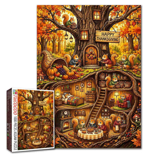 Thanksgiving Squirrel Treehouse Jigsaw Puzzle