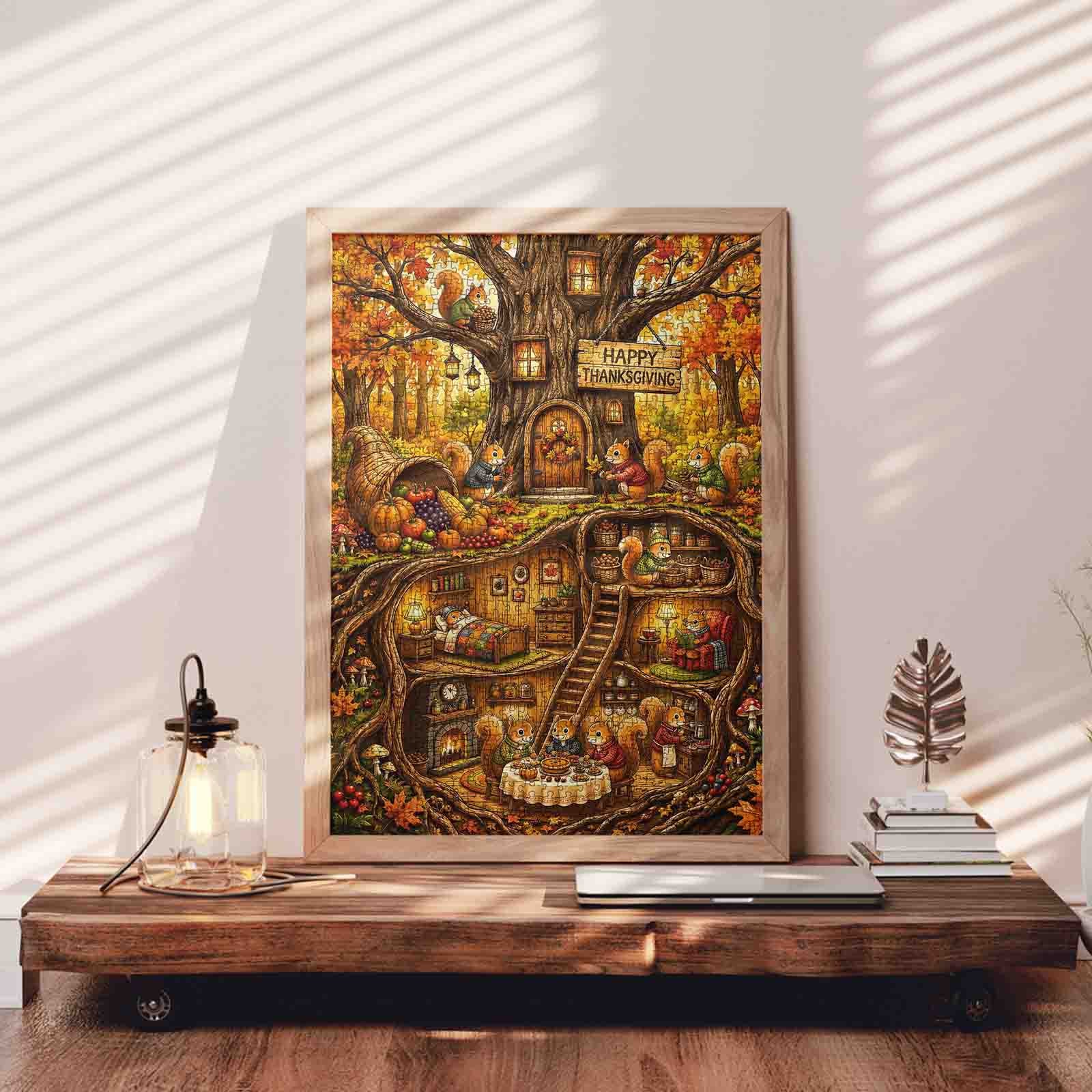 Thanksgiving Squirrel Treehouse Jigsaw Puzzle