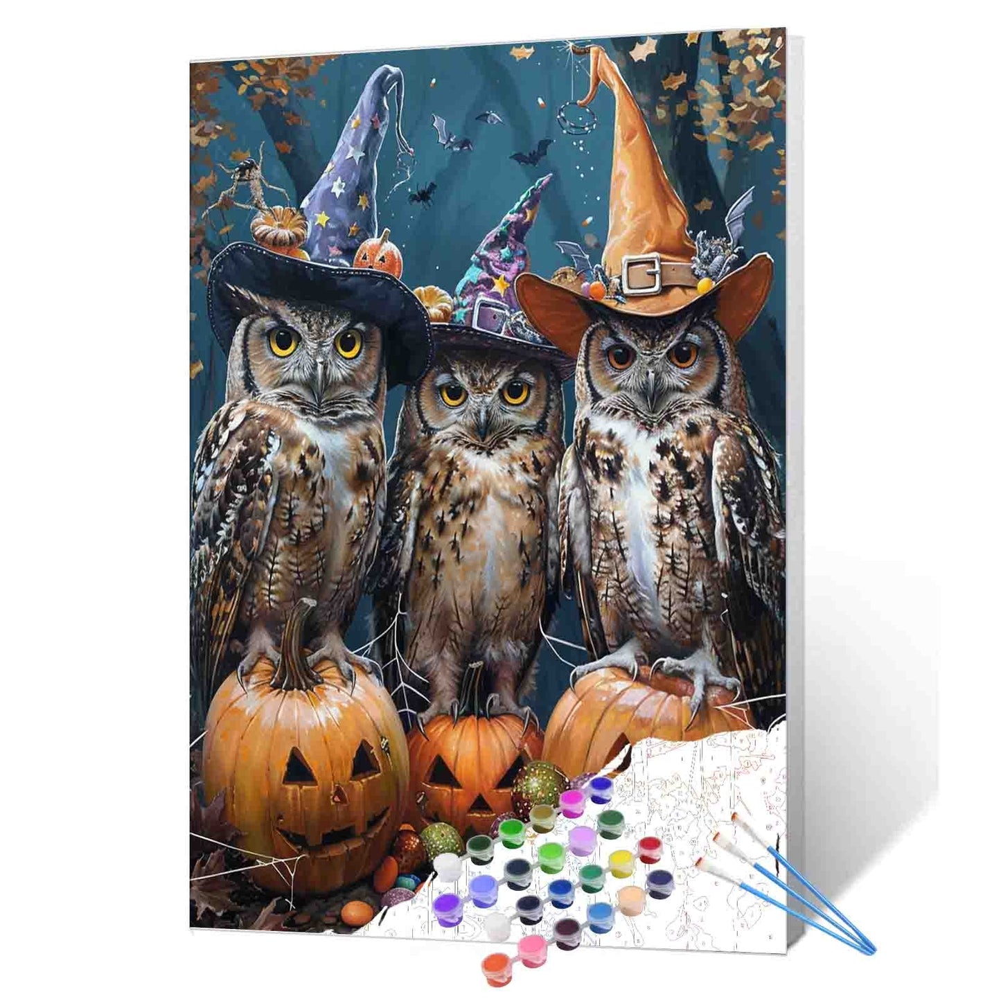 Three Owls Halloween Candy Gathering Paint by Numbers