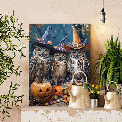 Three Owls Halloween Candy Gathering Paint by Numbers
