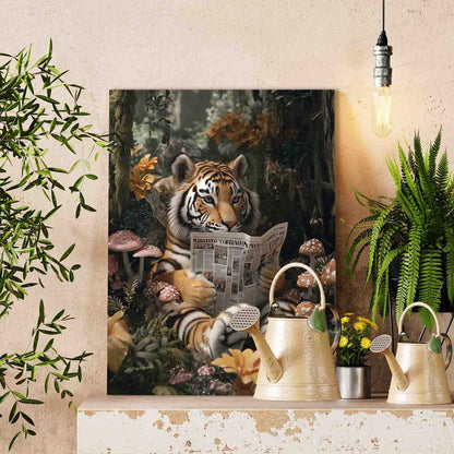 Tiger Reading Newspaper Paint by Numbers