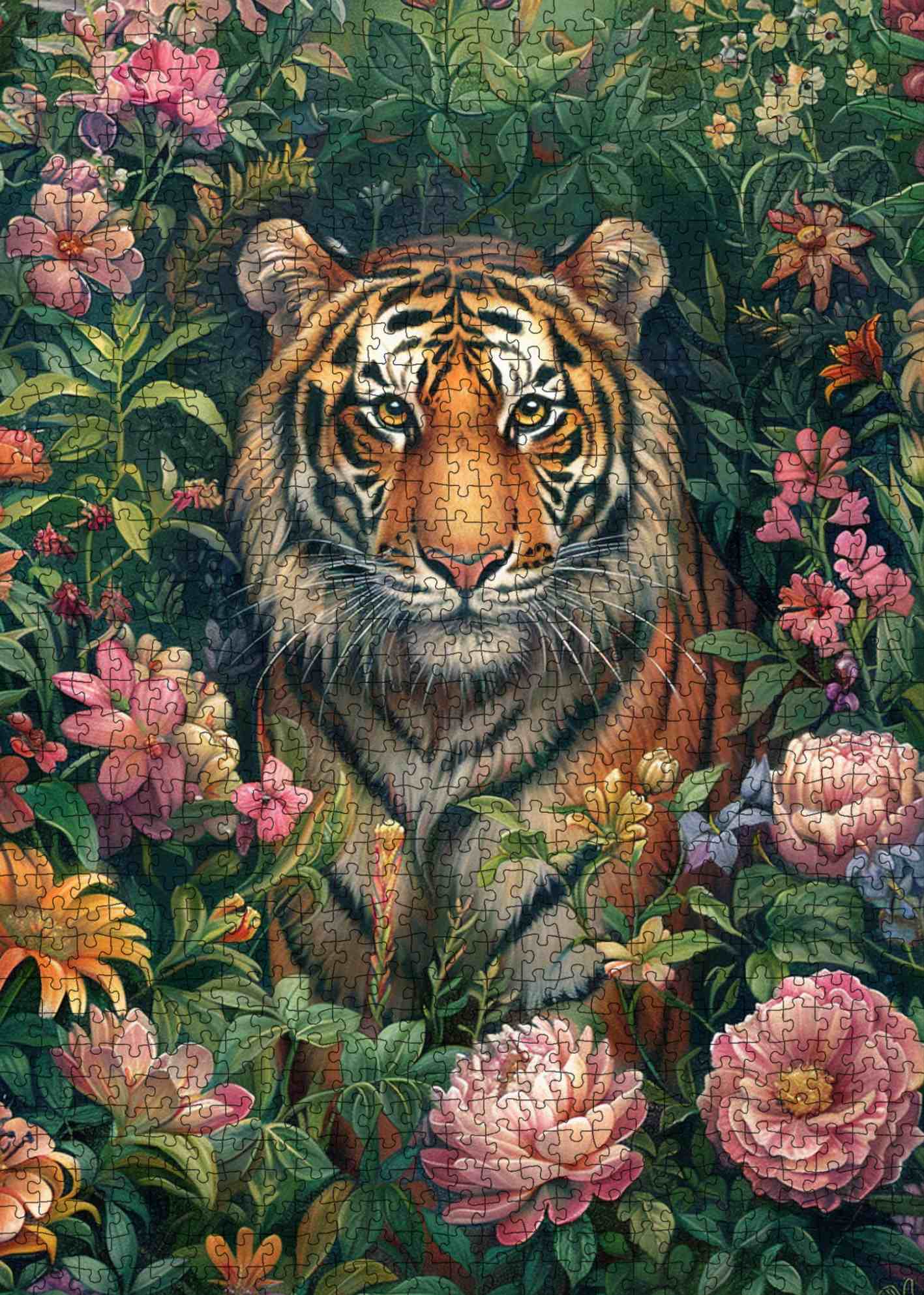 Tiger in Bloom Jigsaw Puzzle