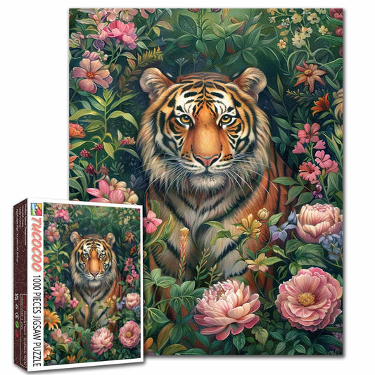 Tiger in Bloom Jigsaw Puzzle