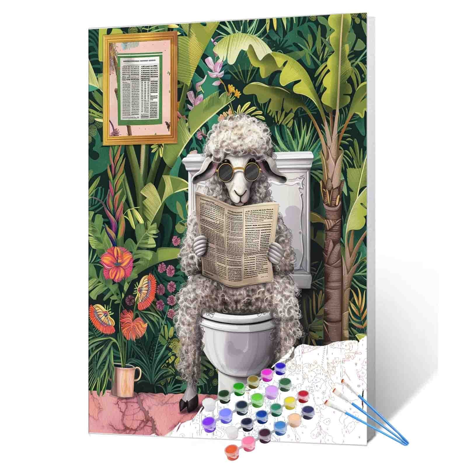 Toilet Reader Sheep Paint by Numbers