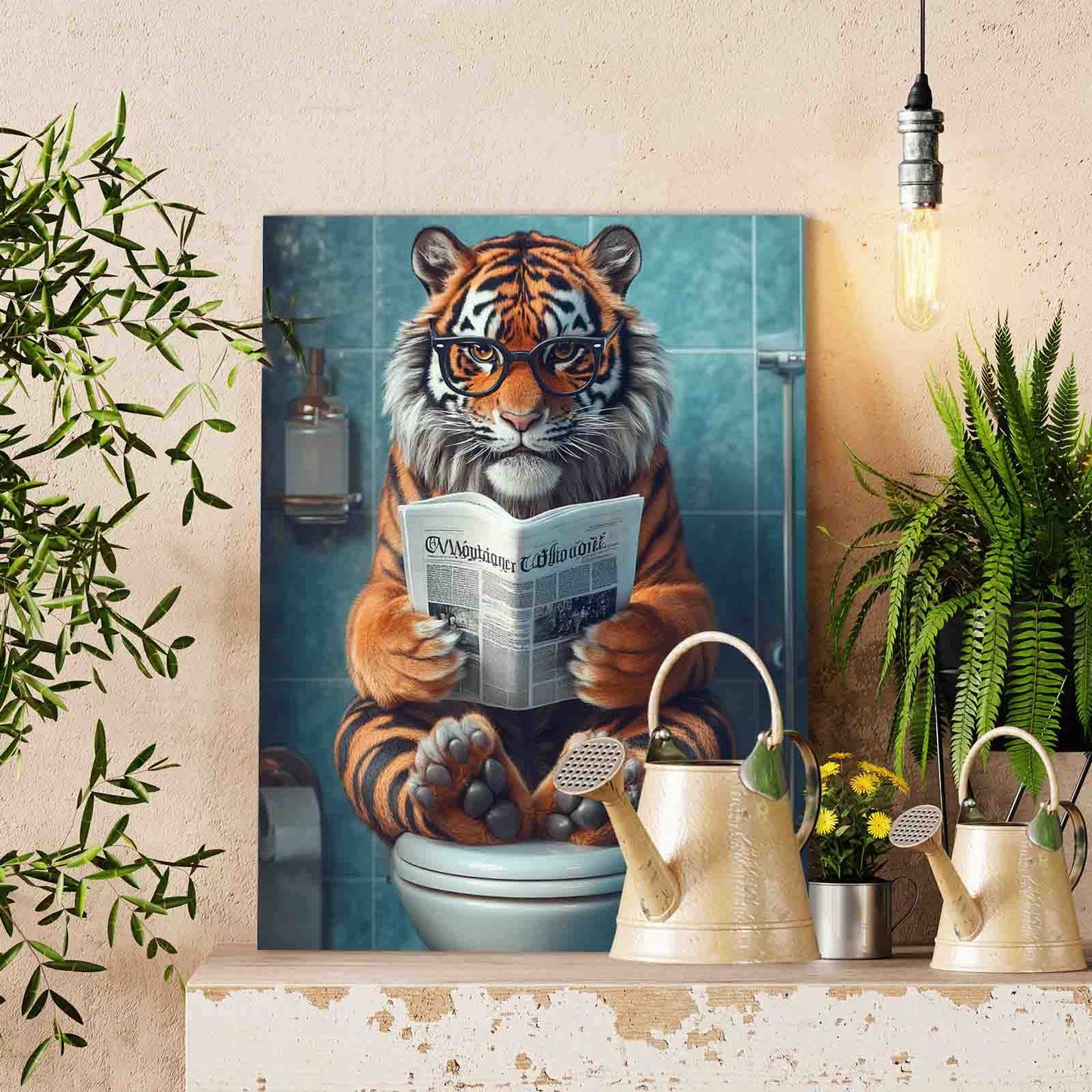 Toilet Reading Tiger Paint by Numbers