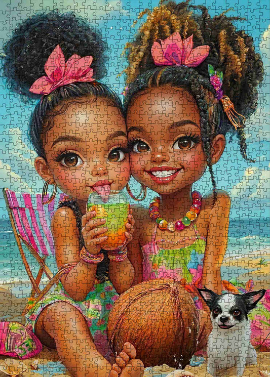 Tropical Beach Best Friends Jigsaw Puzzle