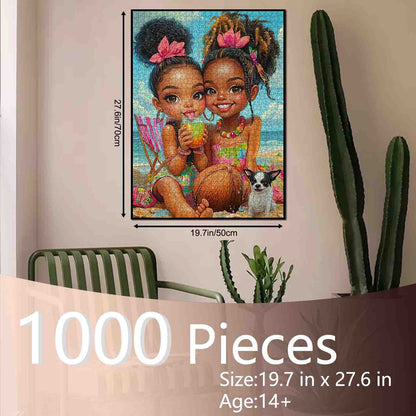 Tropical Beach Best Friends Jigsaw Puzzle