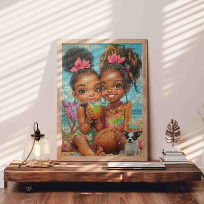 Tropical Beach Best Friends Jigsaw Puzzle