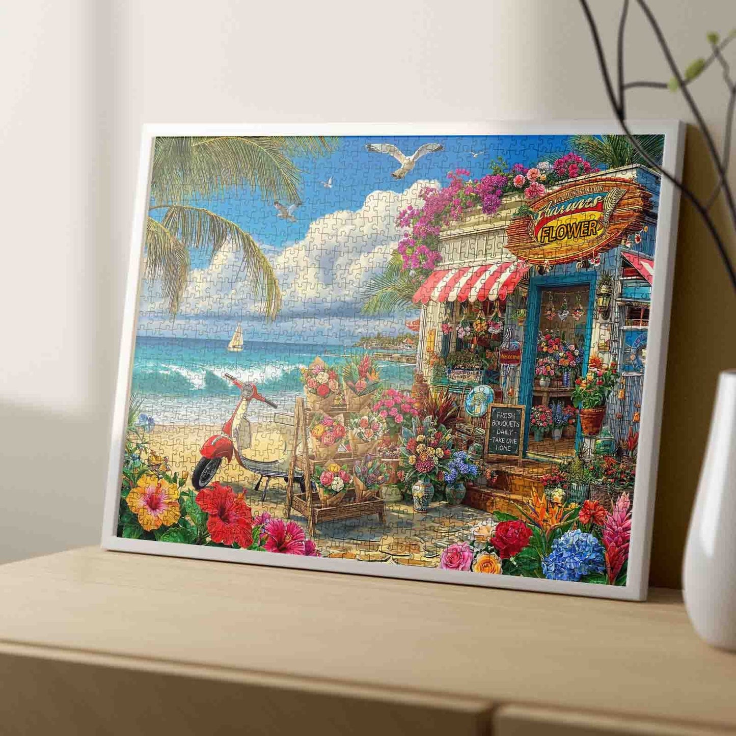 Tropical Beach Flower Shop Jigsaw Puzzle
