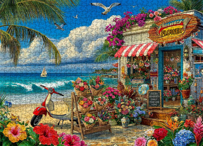 Tropical Beach Flower Shop Jigsaw Puzzle