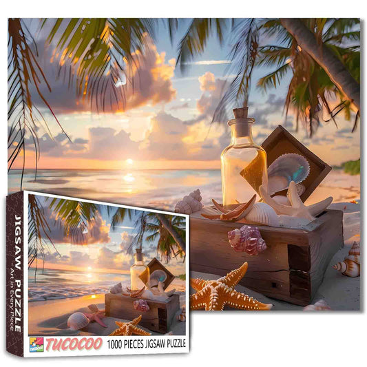 Tropical Beach Sunset Jigsaw Puzzle