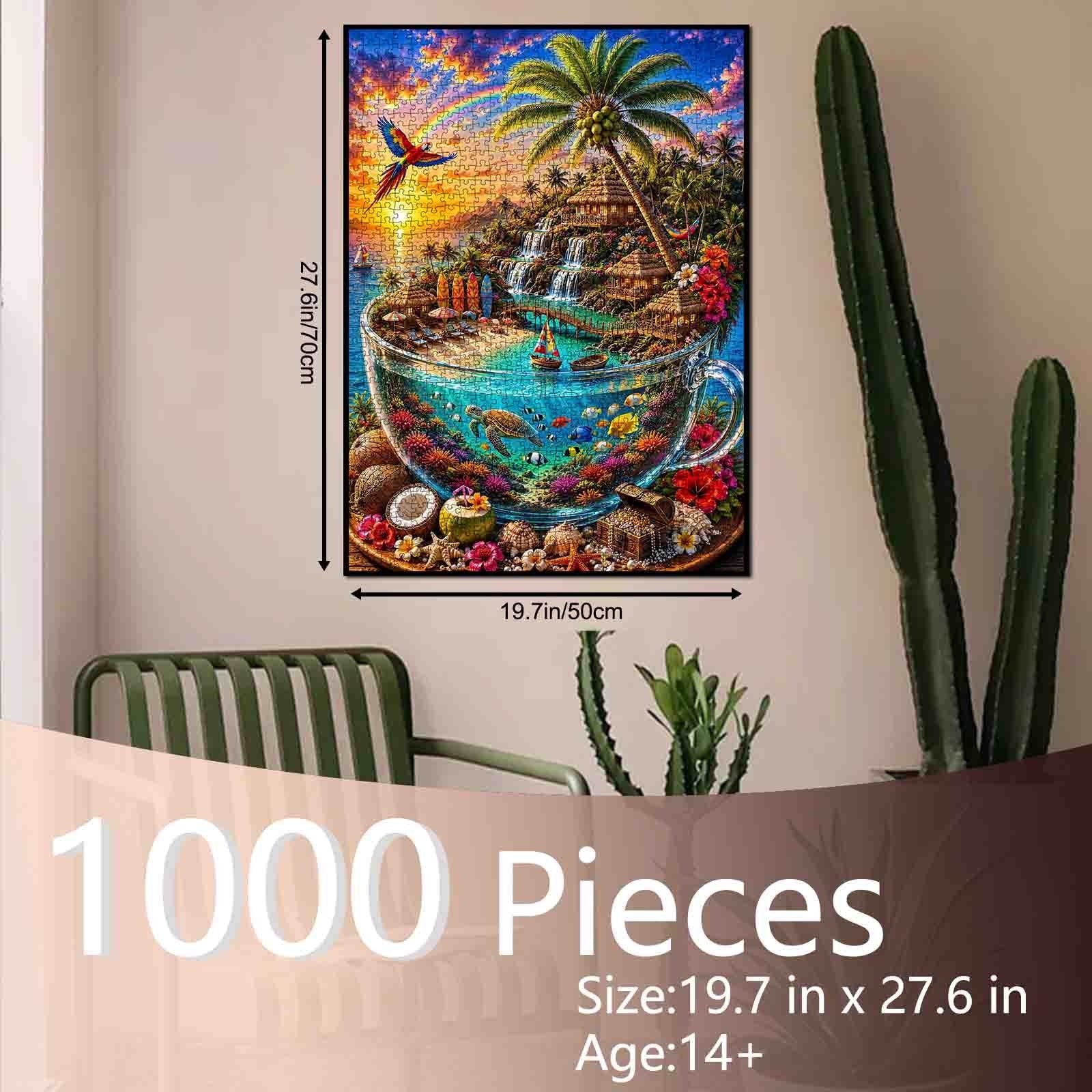 Tropical Island Paradise in Glass Cup Jigsaw Puzzle