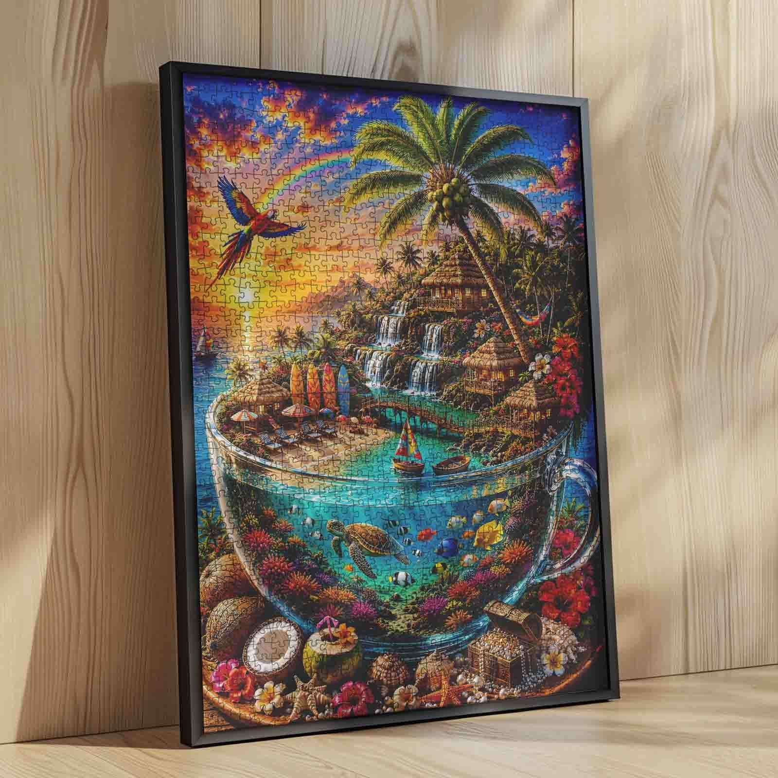 Tropical Island Paradise in Glass Cup Jigsaw Puzzle