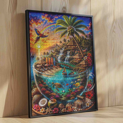 Tropical Island Paradise in Glass Cup Jigsaw Puzzle